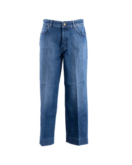 Shop DON THE FULLER  Jeans: Don The Fuller denim "Stoccarda".
Loose and short fit.
Wash: blue.
Button placket with gold buttons, pink leather tag, pink dot.
Composition: 98% organic cotton 2% recycled elastane.
Made in Italy.. STOCCARDA DTF-D